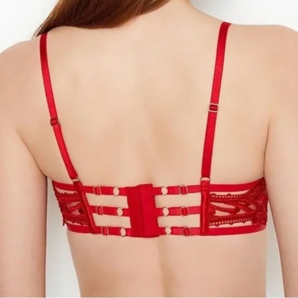 NWT VS Luxe Very Sexy Strappy Embroidered Open Cup Balconette Bra - Picture 3 of 6